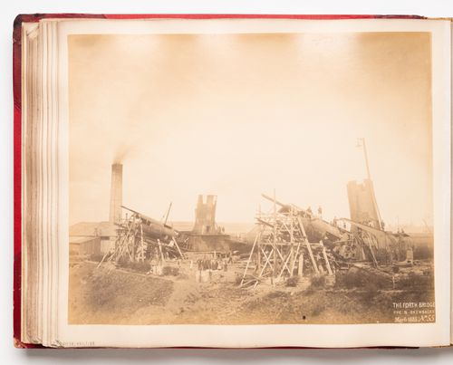 View of the Forth Bridge under construction, Firth of Forth, Scotland, United Kingdom