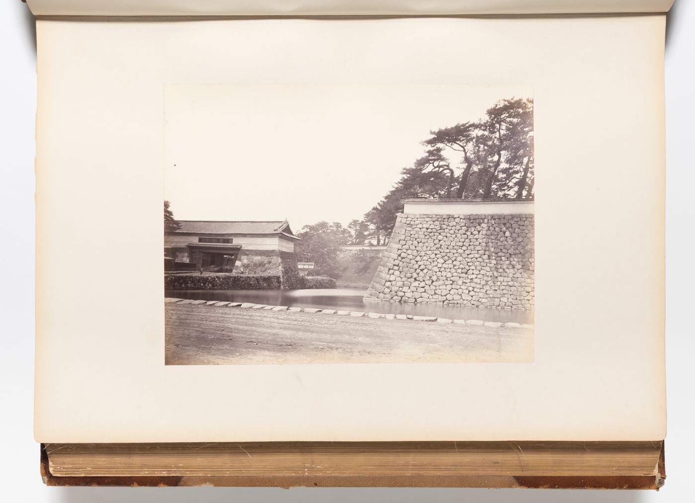 View of a gateway complex showing defensive walls and a moat, Edojo [Edo Castle], Edo (now Tokyo), Japan