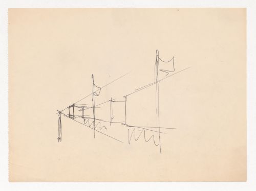 Perspective sketch for Illinois Institute of Technology with perspective lines