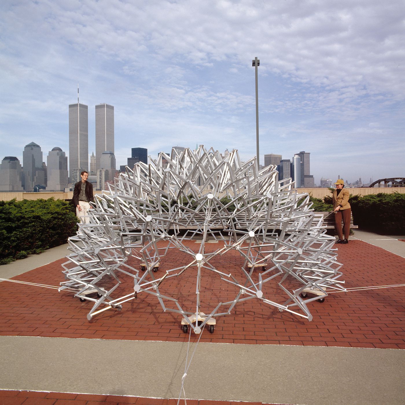 Demonstration of the Expanding Geodesic Dome, Liberty State Park, Jersey City, New Jersey.