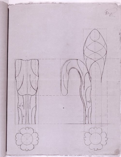 Plans and elevations for a decorative details for the high altar for Notre-Dame de Montréal