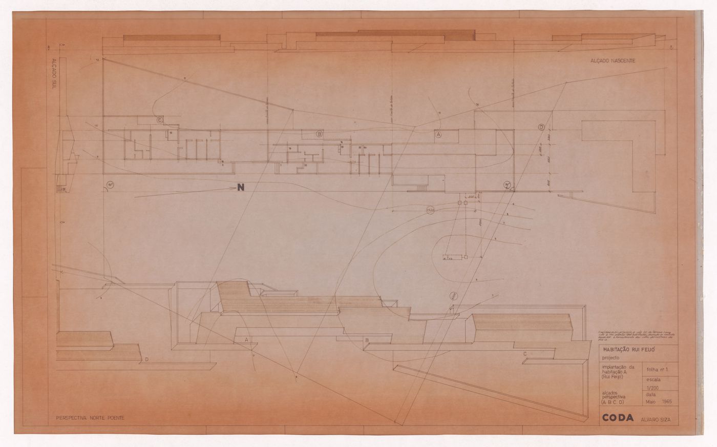 Elevations and perspectives for CODA (Casa Rui Feijó), Moledo do Minho, Caminha, Portugal