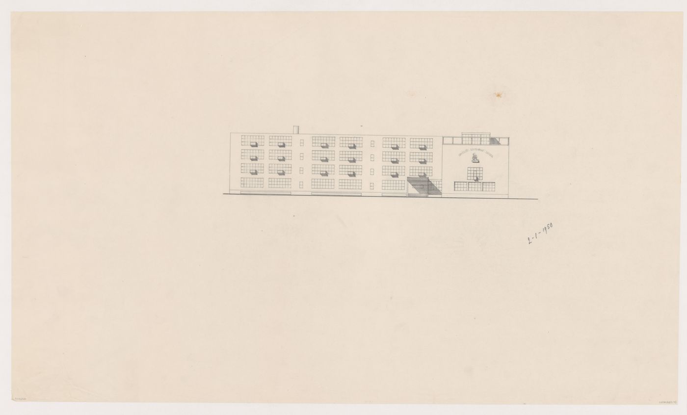 Elevation, possibly for the Second Liberal Christian Lyceum, The Hague, Netherlands