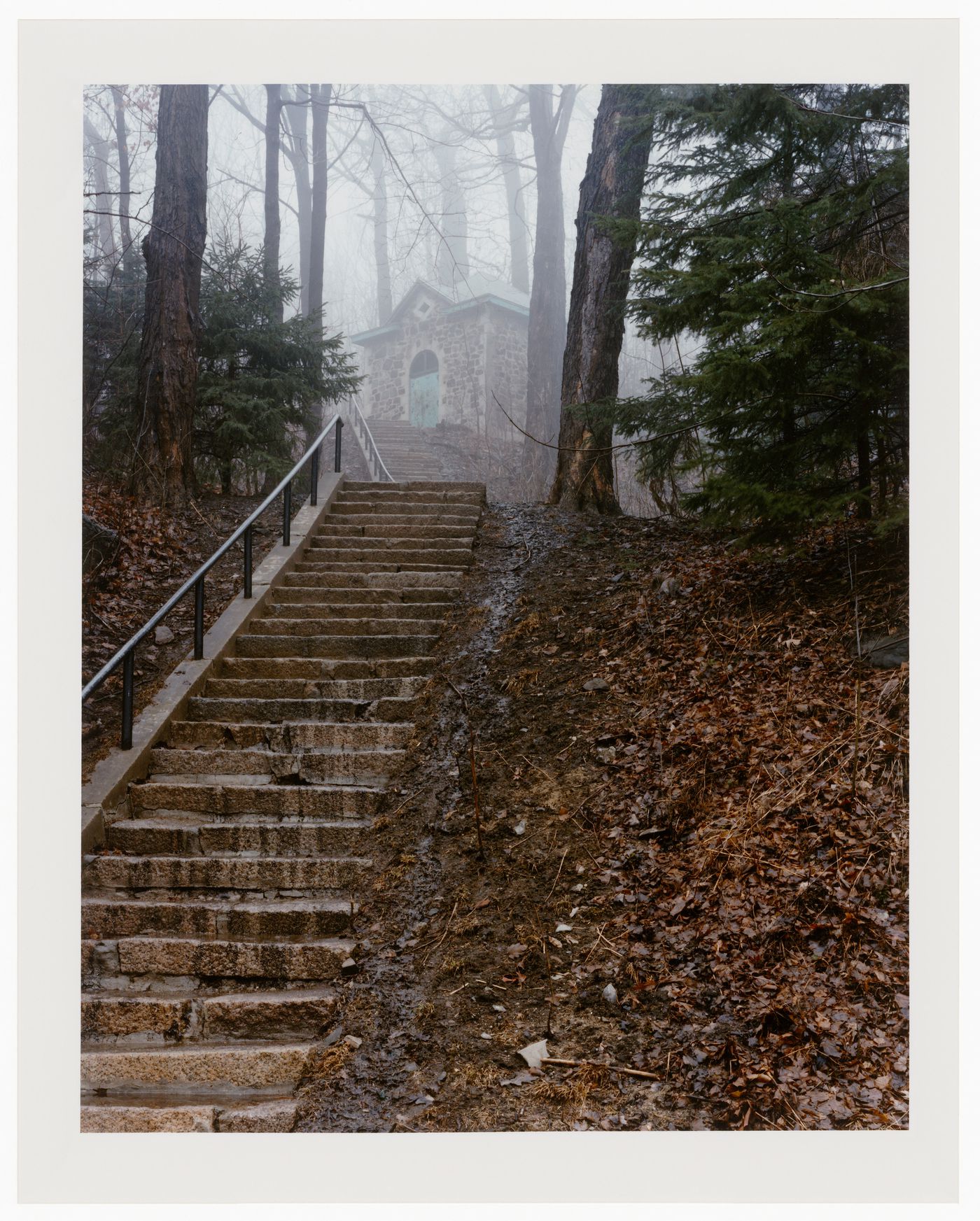 Viewing Olmsted: View of Stairway and service shed, Mont Royal, Montréal, Québec