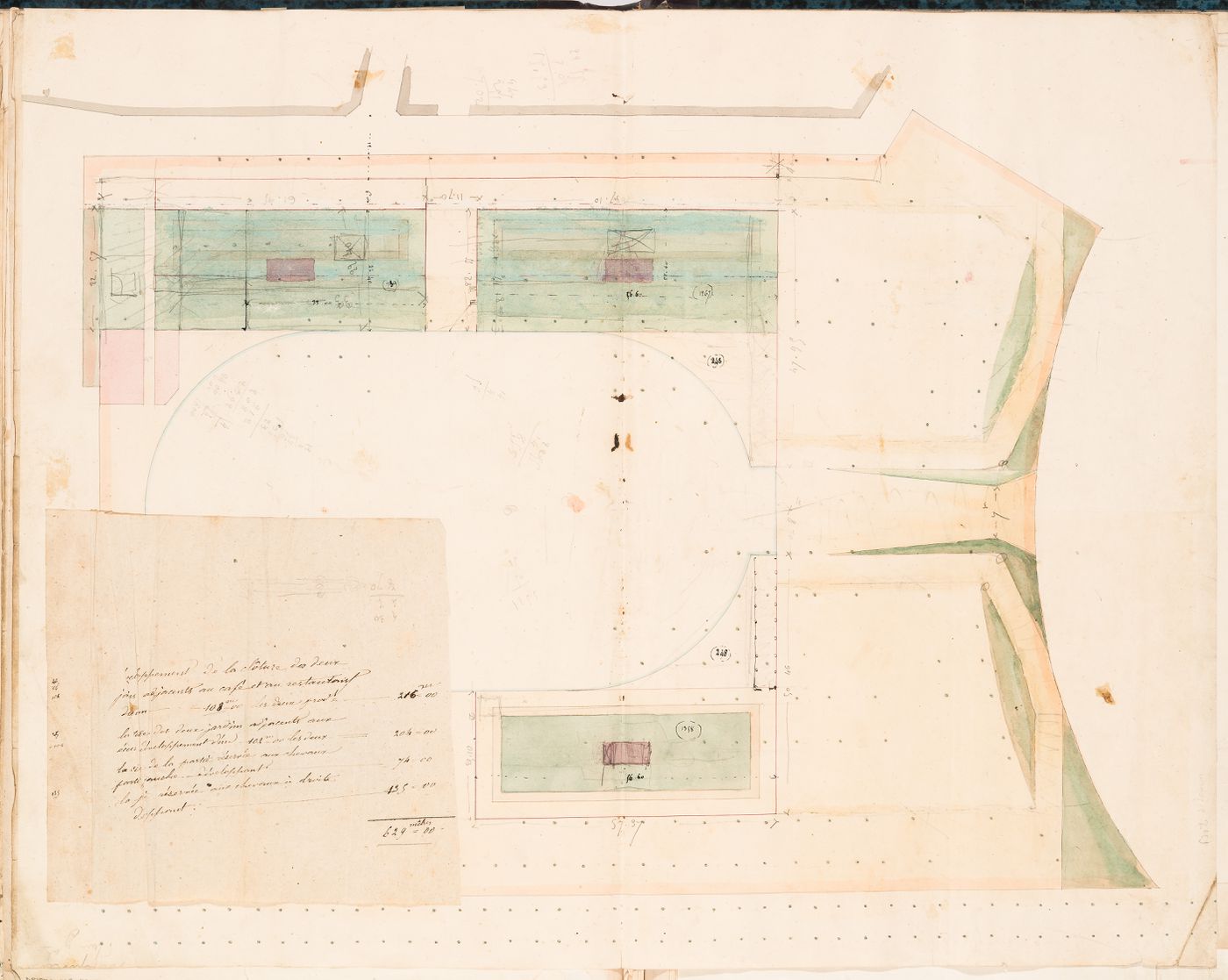 Hippodrome national, Paris: Site plan and area calculations
