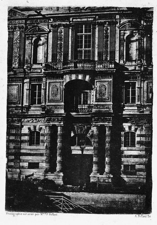 Detail of façade of Bibliothèque du Louvre, Paris, France