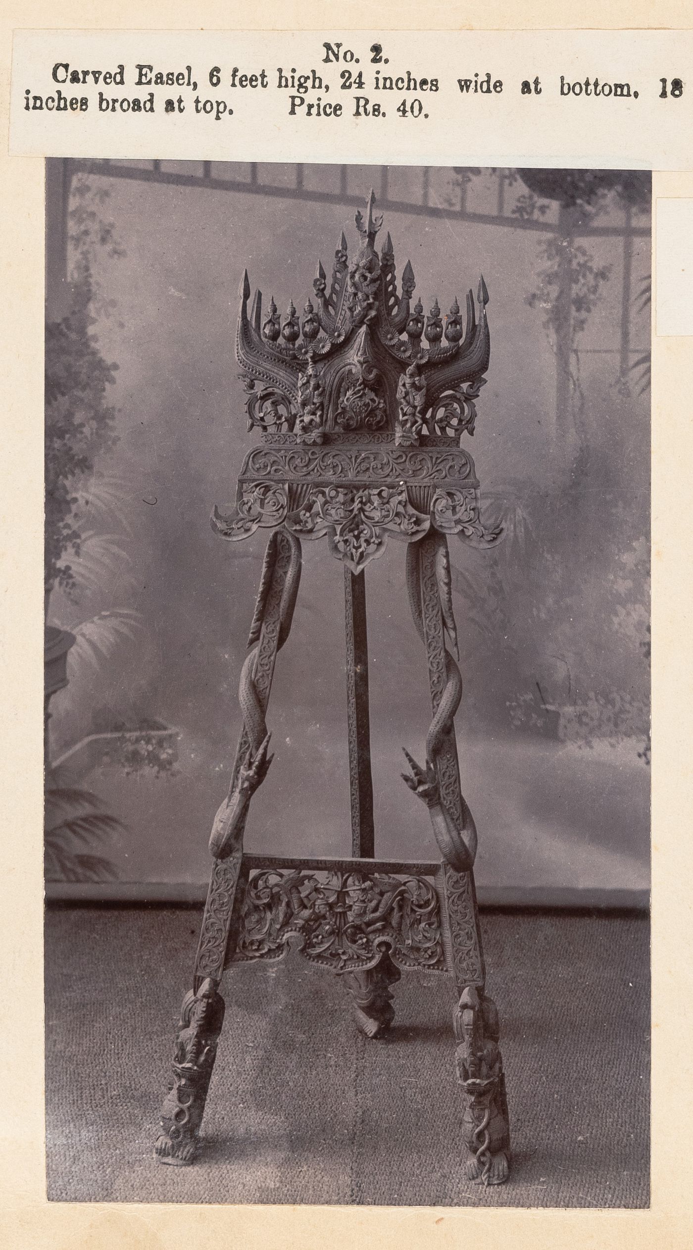 View of an easel, F. Beato Limited, C Road, Mandalay, Burma (now Myanmar)