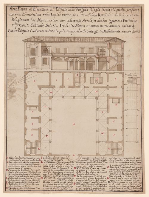 Elevation and plan for the reconstruction of the Pelagia family mausoleum