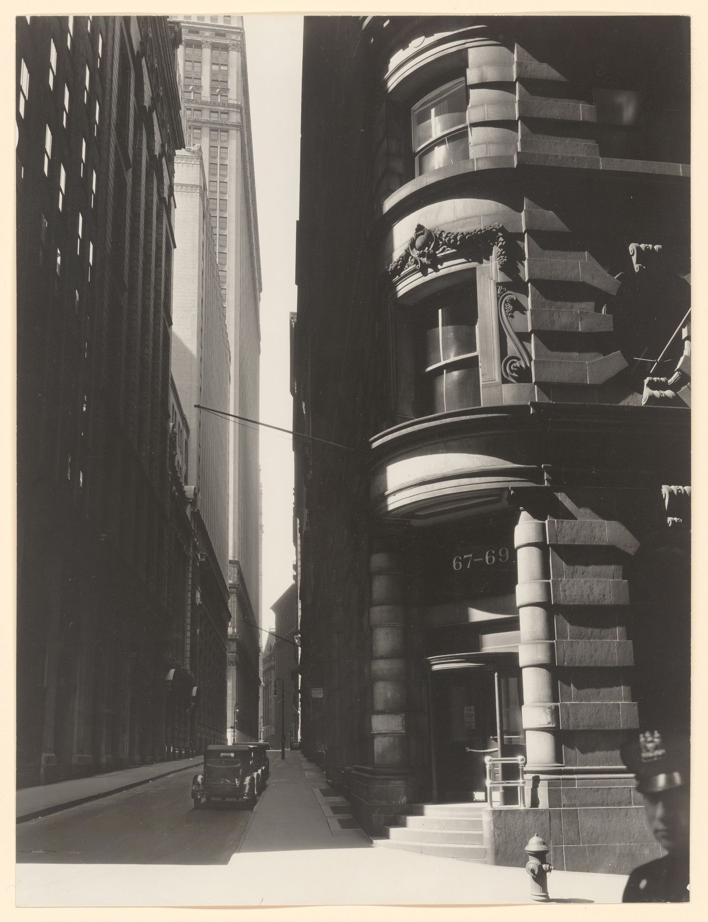 View down Cedar Street from William Street, New York City, New York