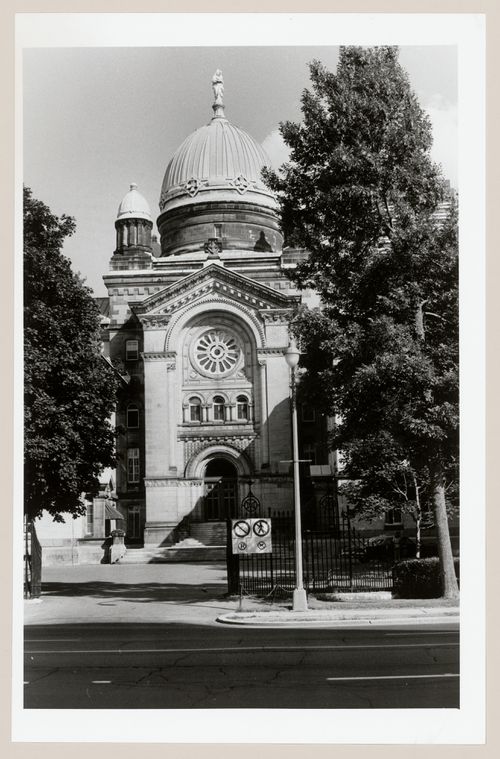 View of the main entrance to Maison-mère de la Congrégation de Notre-Dame (now Dawson College), 3040 Sherbrooke Street, Montréal, Québec