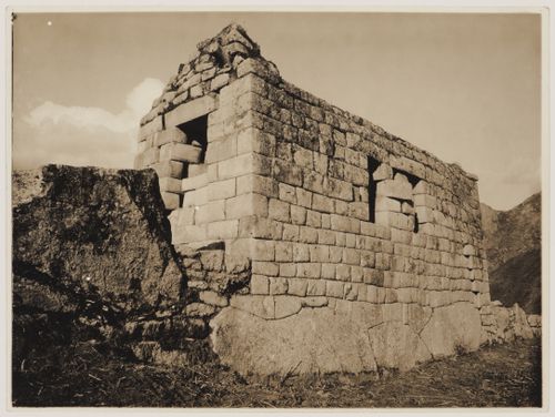 View of the Little Temple, Intihuatana Hill, Machu Picchu, Peru