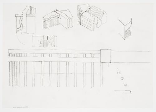 Dresdner Bank, Marburg, Germany: elevation and sketches