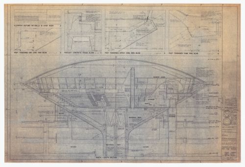 Council chamber north-south section and details for Toronto City Hall and Civic Square, Toronto