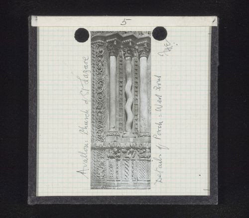 View of jamb shafts of west portal of Saint-Lazare, Avallon, France