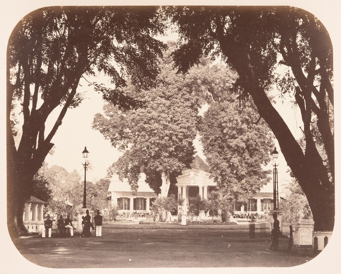 View of a mansion showing the driveway, Yogyakarta, Dutch East Indies (now Indonesia)
