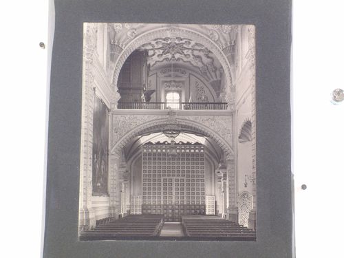 Interior view of the nave of the Church of Valenciana showing the organ loft, La Valenciana, Guanajuato