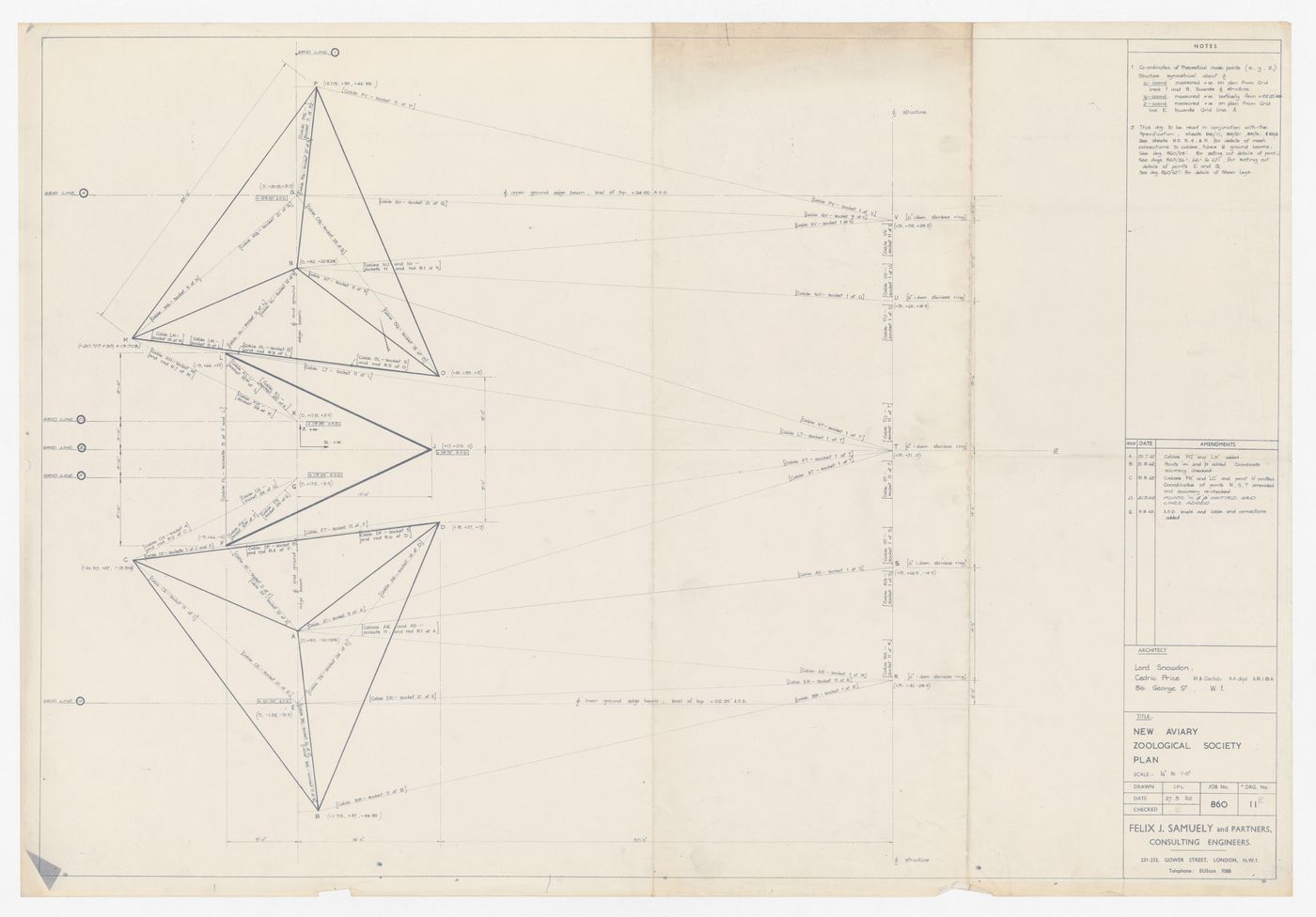 Plan for London Zoo Aviary, Regent's Park, London, England