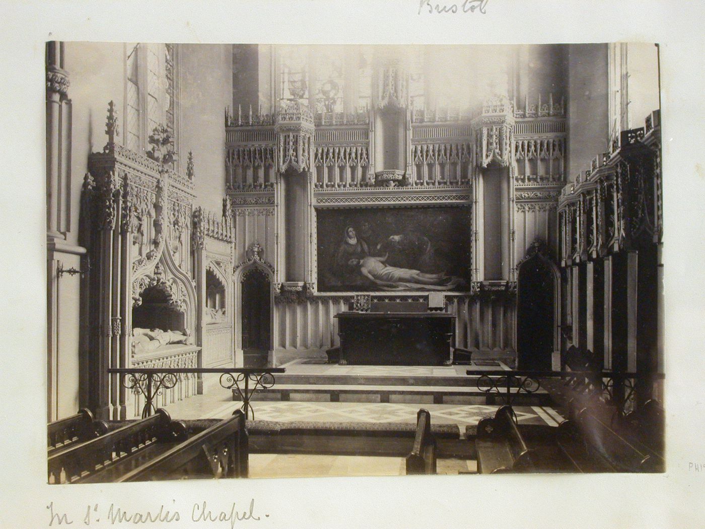 Interior showing the altar of St Marlis Chapel, Bristol, England