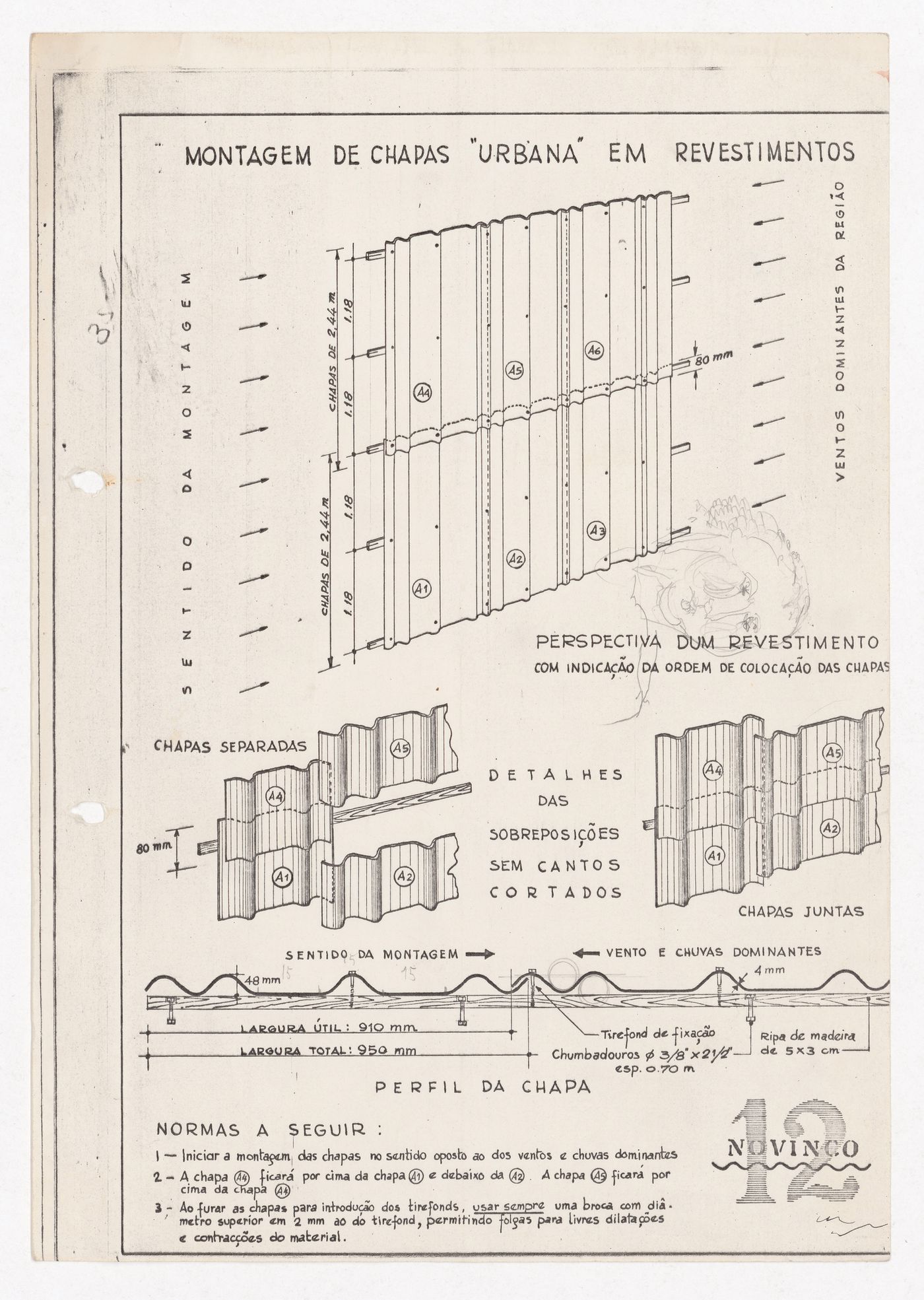 Cladding documentation with sketches for Cooperativa Unicoope Domus/Pasteleira, Porto, Portugal