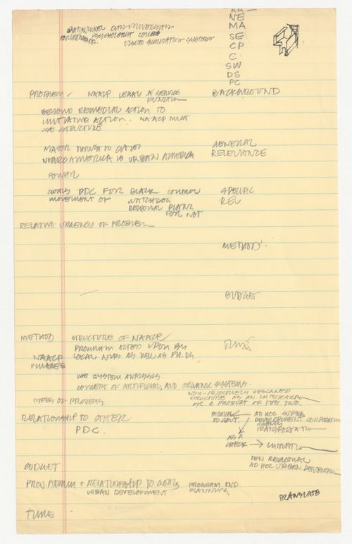 Notes on project for National Association for the Advancement of Colored People (NAACP)