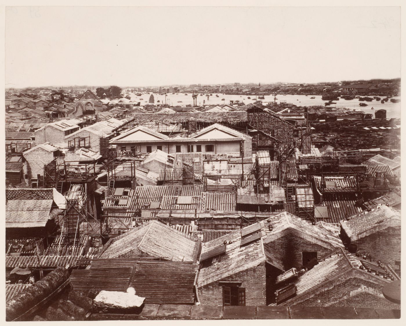 View of Canton (now Guangzhou) with the former Factory site in the foreground and the Pearl River (also known as the Canton River, now also known as Zhujiang), in the background, China