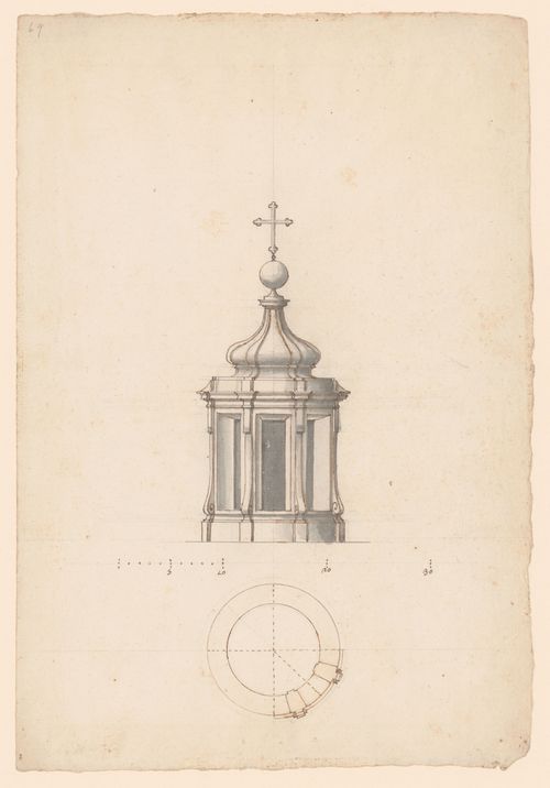 Elevation and plan for a lantern