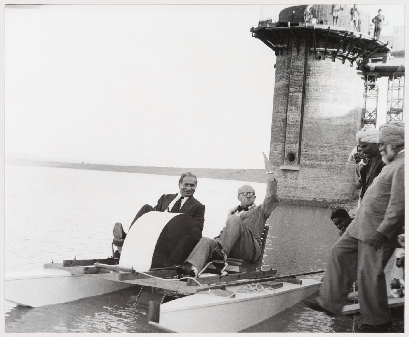 P. L. Varma and Pierre Jeanneret at Sukhna Lake in Chandigarh