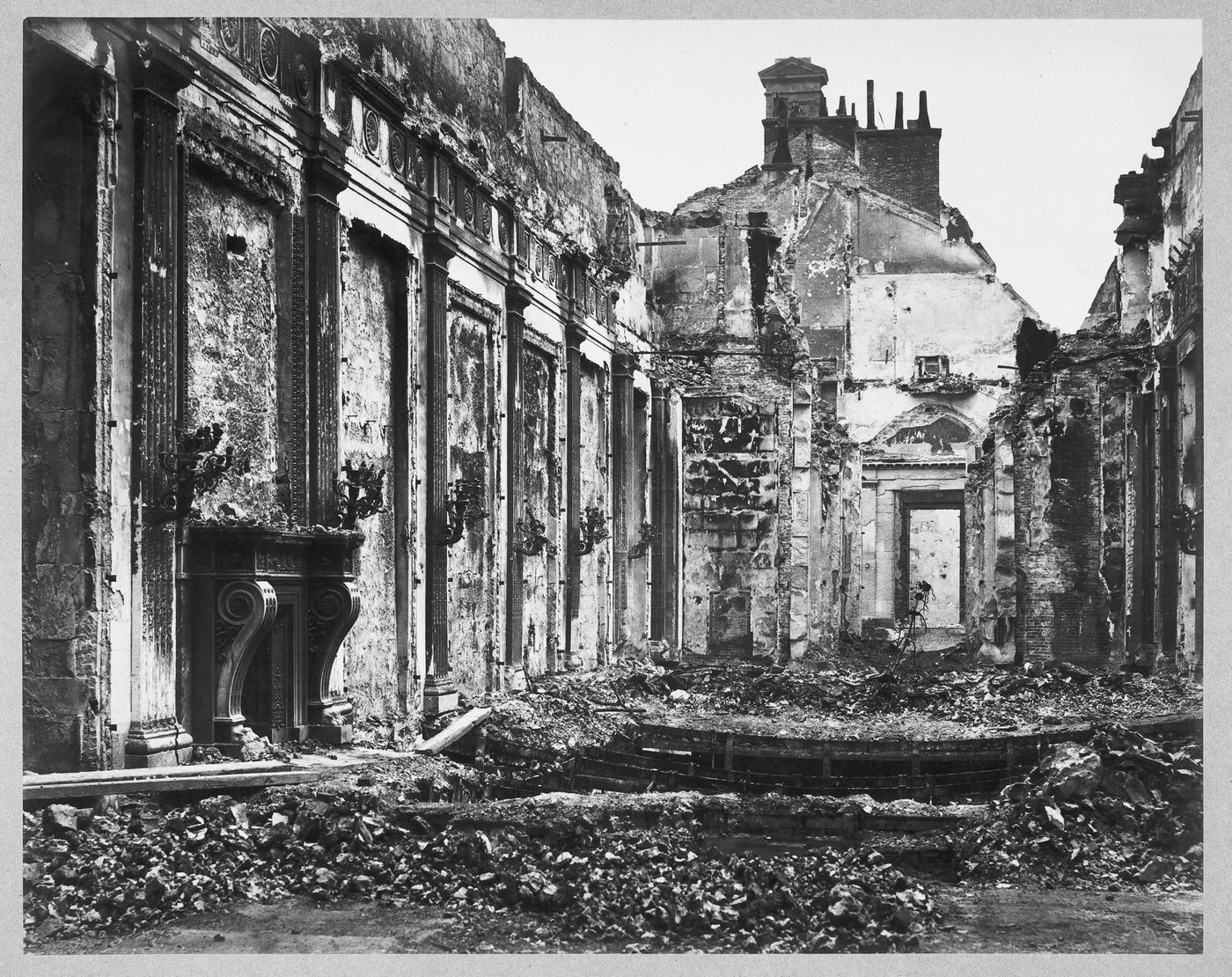 View of the interior damage to the Palais des Tuileries Galeries de la Paix after the Paris Commune, Paris, France
