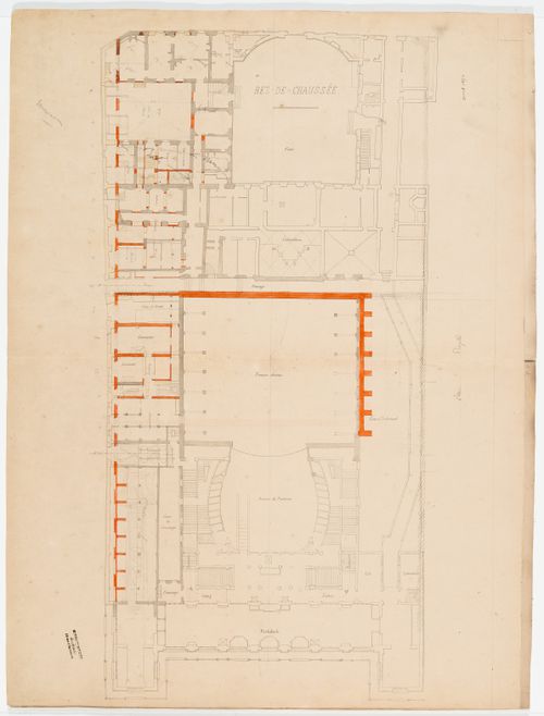 Ground floor plan of Salle Le Peletier with additions for alterations