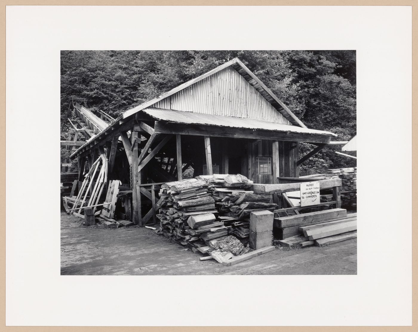 End cut waste conveyor, Cove Mills, 1920, Telegraph Cove, British Columbia, from the series The Forms of Canadian Industrial Architecture