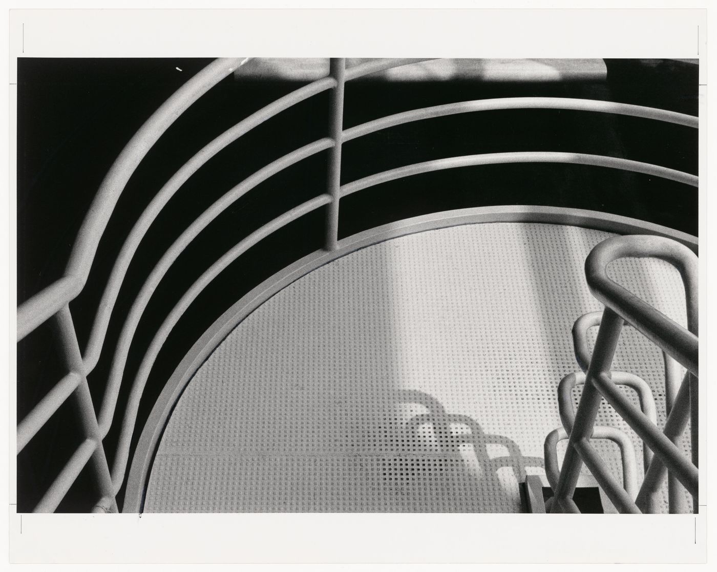 Bronx Development Center, abstract architectural view of stair railings and landing, Bronx, New York City, New York