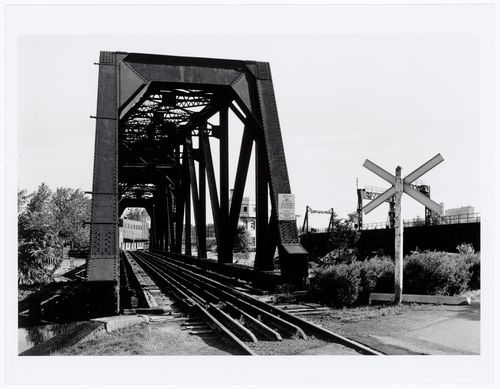 View of the Canadian National Port Bridge from the south bank of Lachine Canal, Montréal, Québec