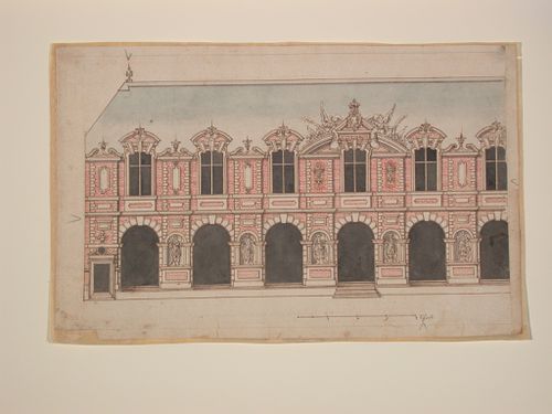 Design for a facade with statues inniches
