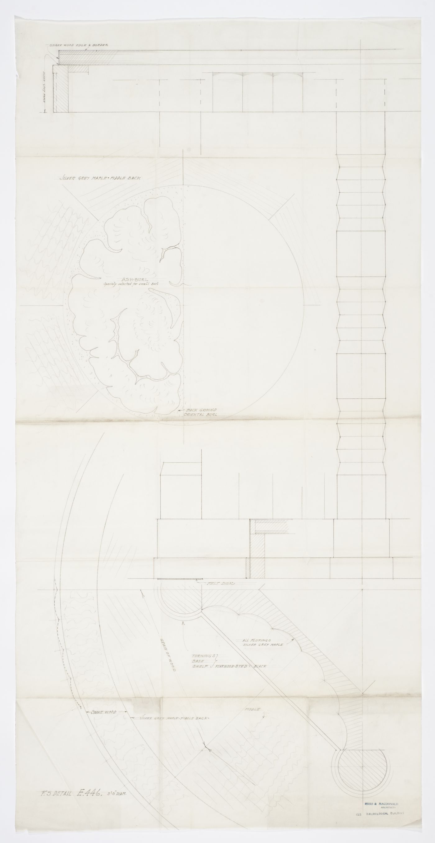 Montréal Neurological Institute, Montréal, Québec: drawing for ornements