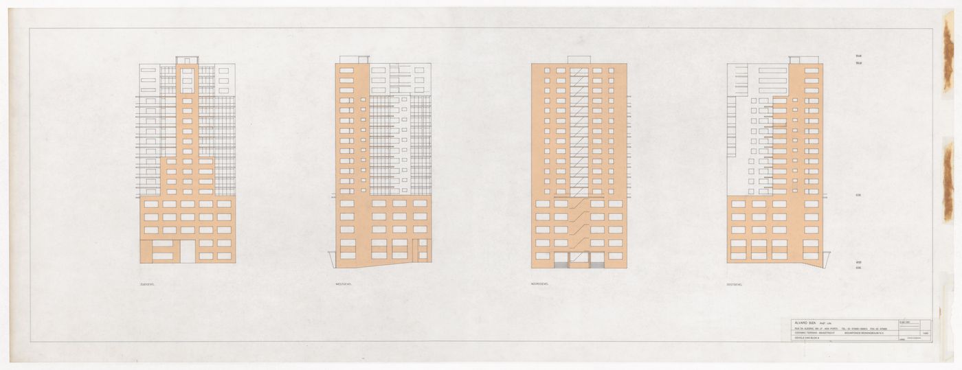Elevations for Ceramique Terrein Blocos de habitação e escritórios, Maastrich, the Netherlands