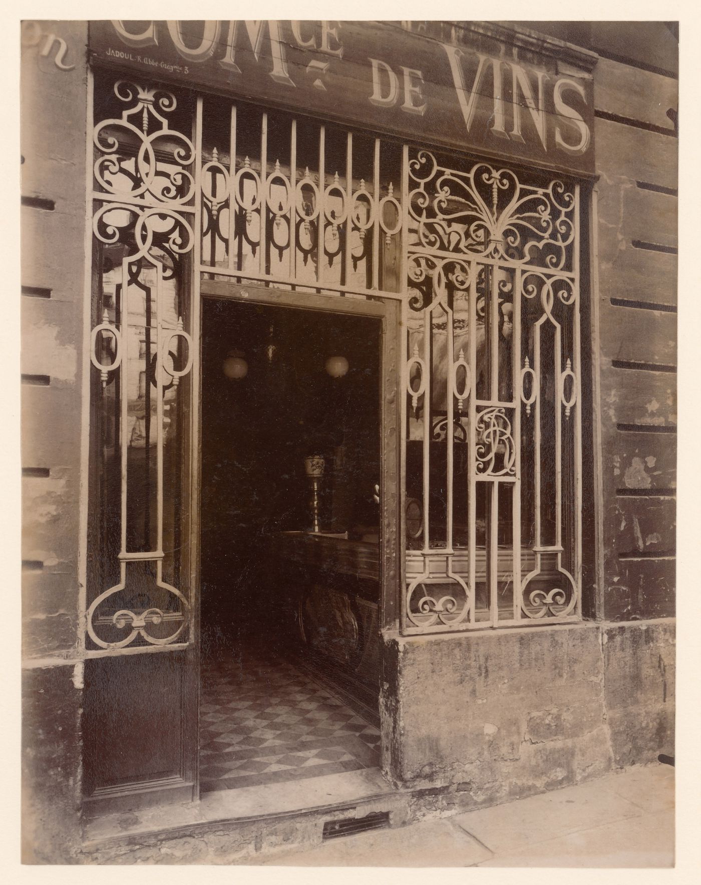 Detail of façade of 18th century bistro, Paris, France