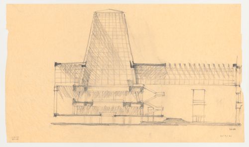 Partial section of the great hall looking west for the Brooklyn Museum master plan, fourth phase