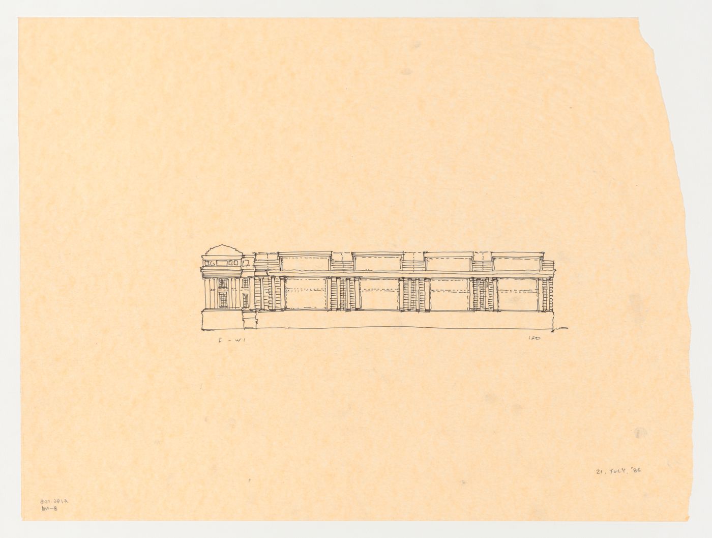 West elevation for the Brooklyn Museum master plan, first phase