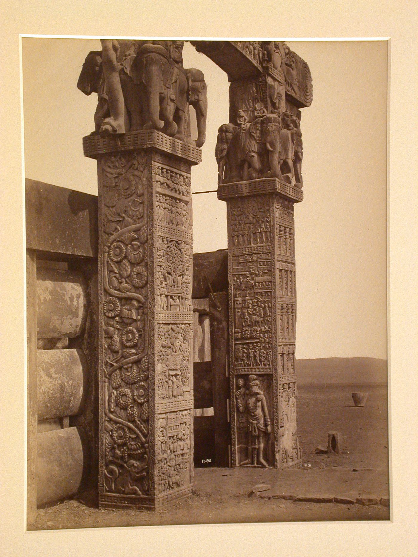 Detail of columns of Great Stuppa, Sanchi, India