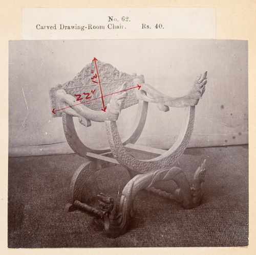 View of a chair, F. Beato Limited, C Road, Mandalay, Burma (now Myanmar)