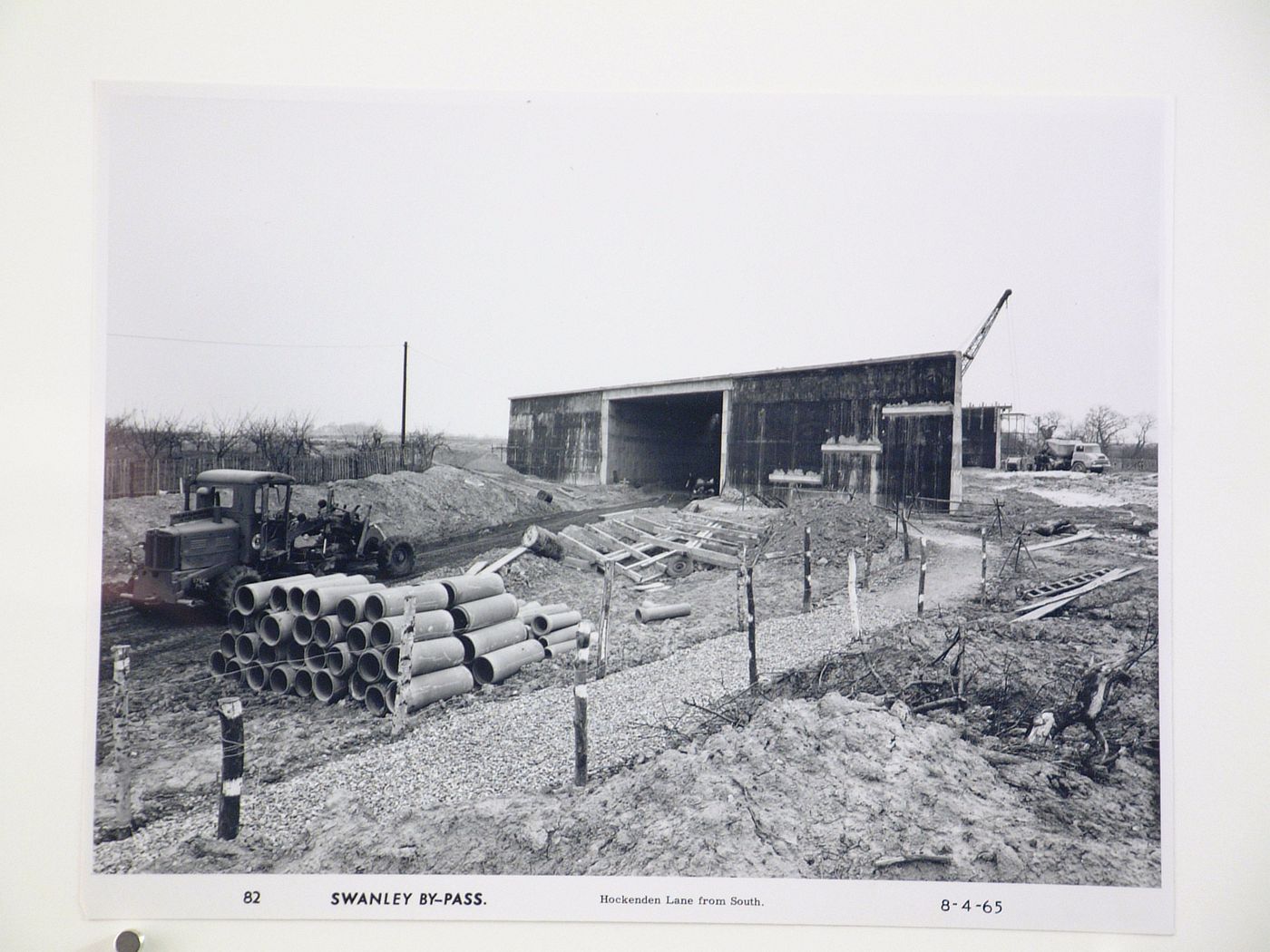 View of Hockenden Lane from south, during construction of the Swanley Bypass, England