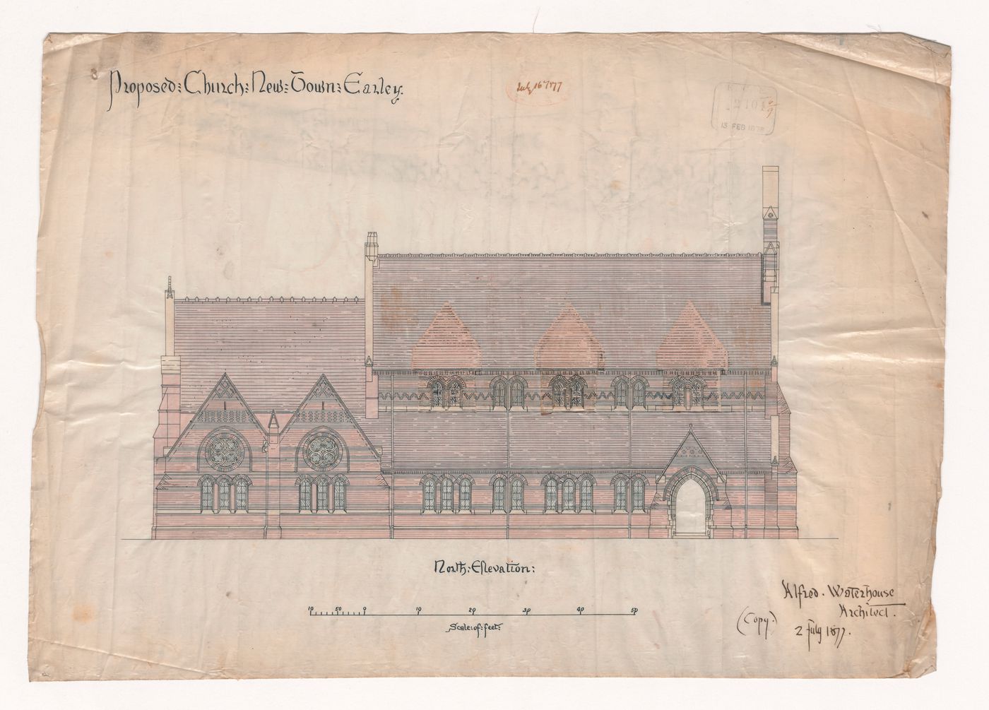 Proposed church, New Town, Earley: North elevation