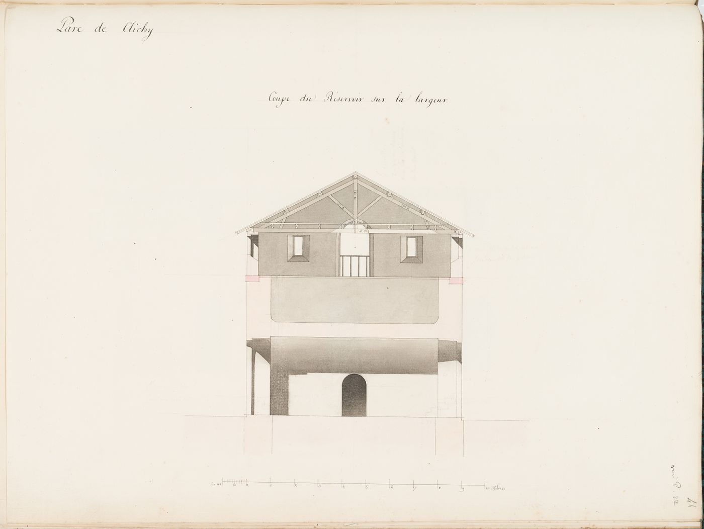 Cross section for a reservoir, Parc de Clichy