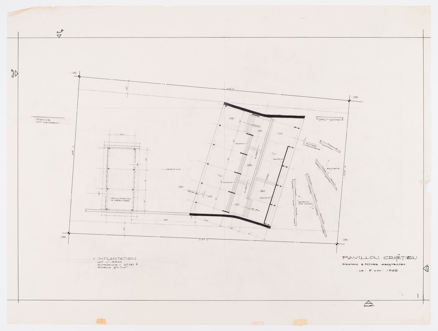 Plan d'implantation pour Pavillon Chrétien, Expo 67, Montréal, Québec
