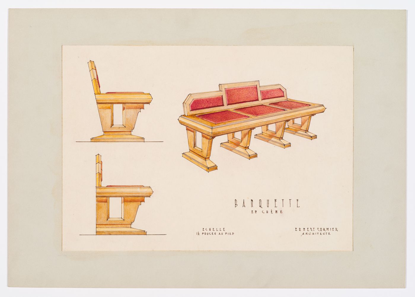 Détails d'une banquette, Grand séminaire de Québec, Québec, Canada (1940-1972)