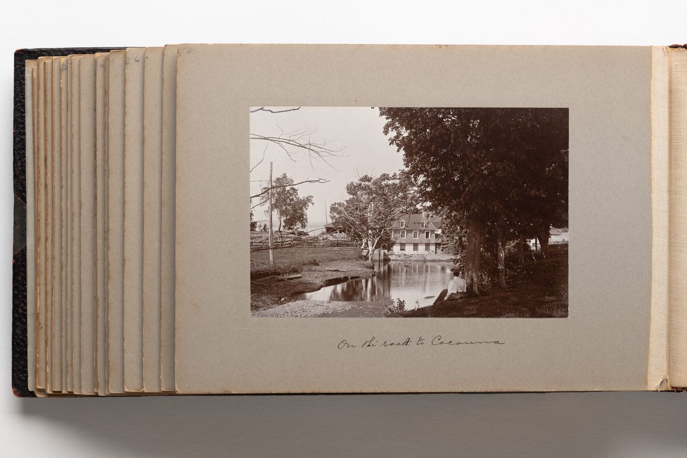 View along a narrow waterway with trees on either side, Quebec, Canada