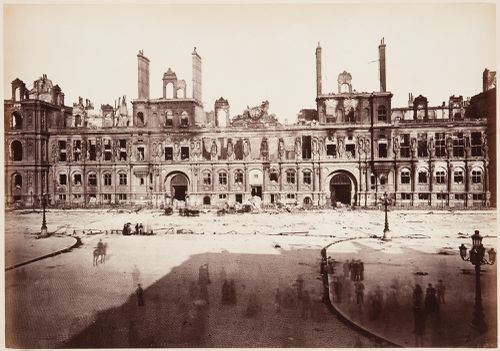 View of façade of ruins of Hôtel de Ville, Paris, France