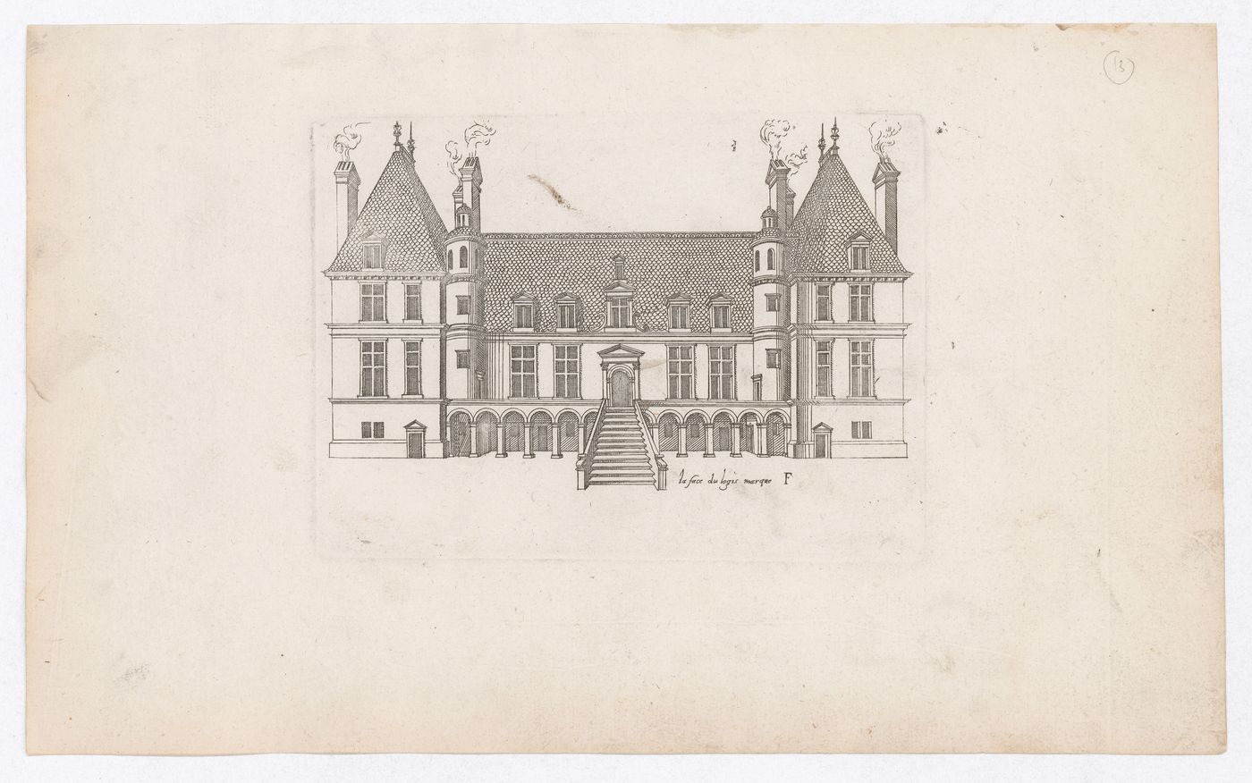 Perspectival elevation for château F