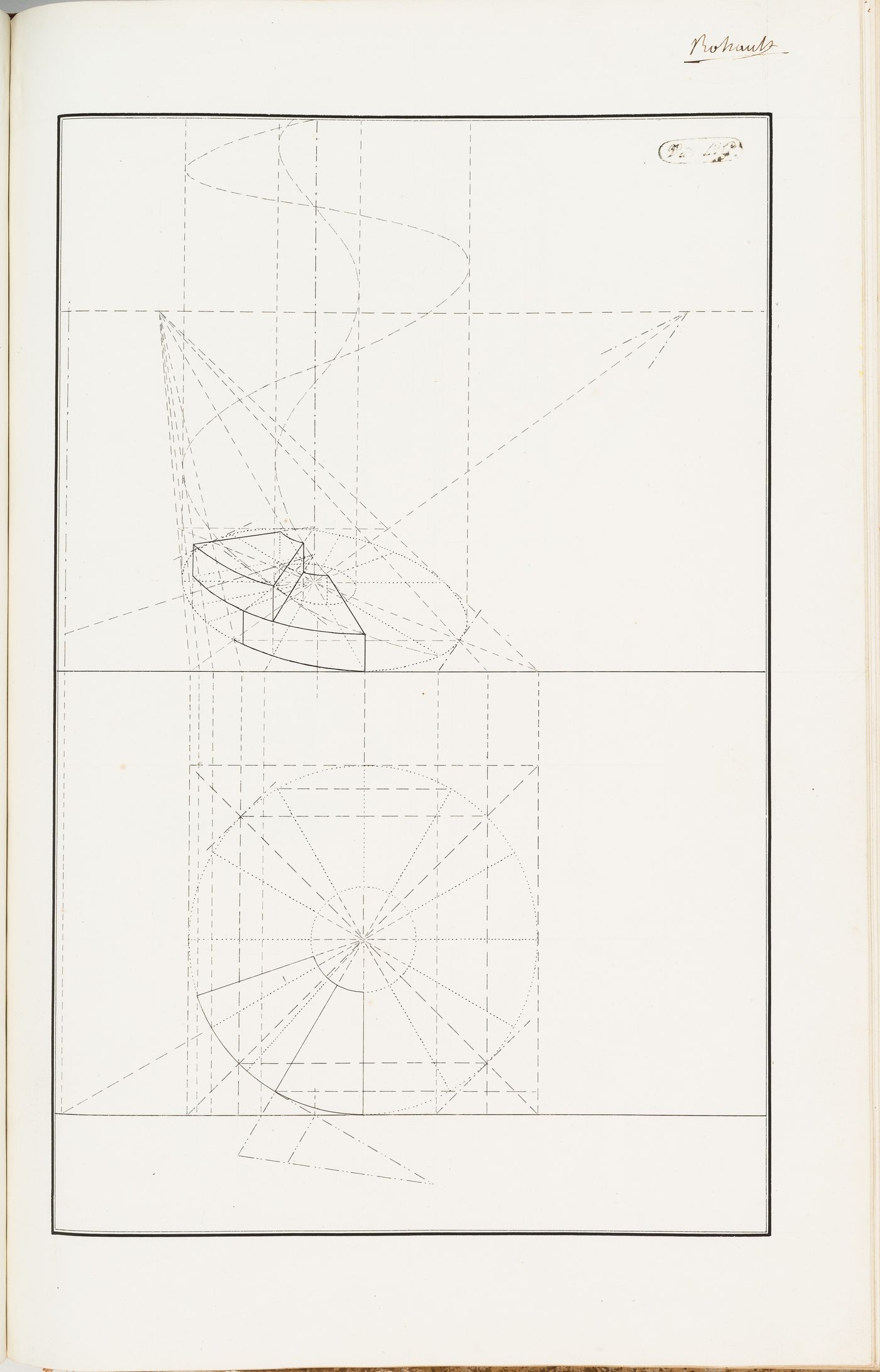 Perspective exercise, probably for a spiral staircase