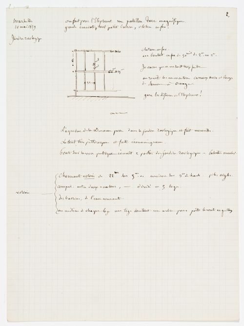 Zoological garden, Marseille: Notes and a sketch concerning the animal cages